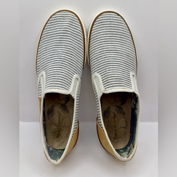 Tommy Bahamas Women’s Canvas Slip On Sneakers Brown/White/Striped, Unixes - Picture 4 of 9